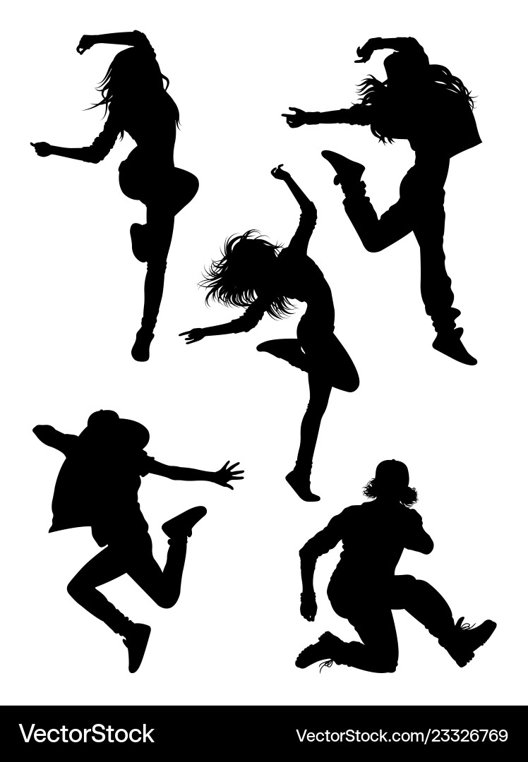 Hip hop modern dancer silhouette vector image