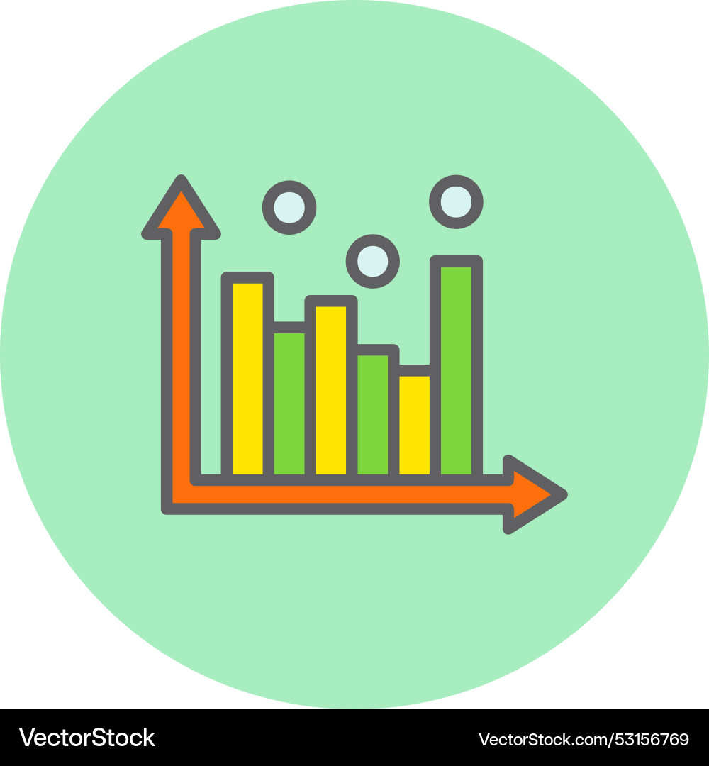 Histogram line filled circle icon Vector Image