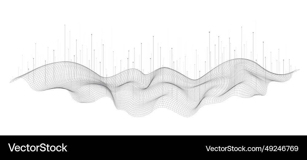 Mesh wave with connected lines and dots flow Vector Image