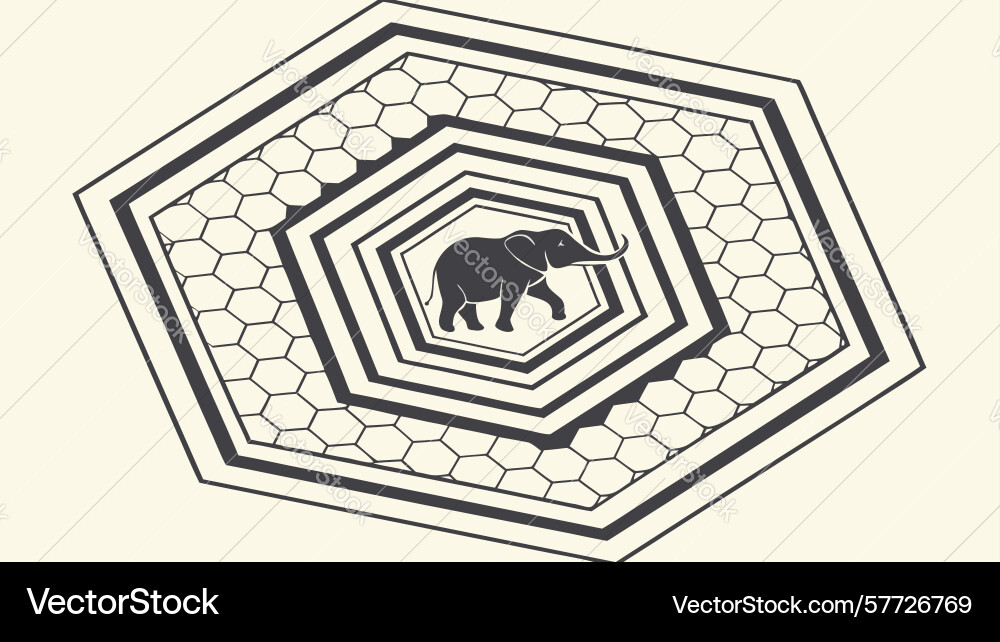 Octagonal geometric pattern with bear symbol vector image