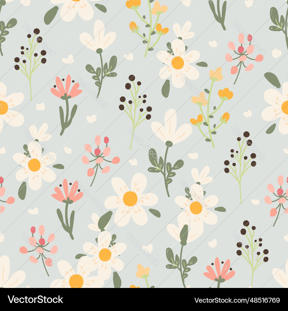 Pastel Daisy Floral Pattern Vector Image