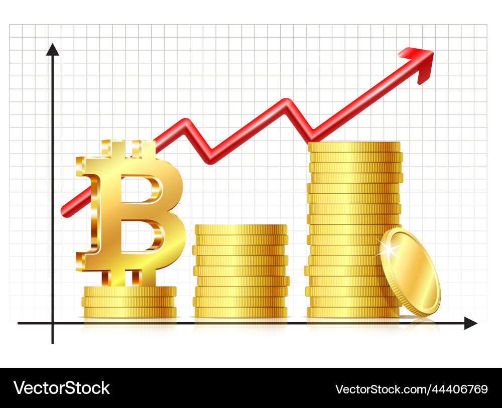 Price of bitcoin is raising stack bitcoins – Royalty-Free Vector |  VectorStock