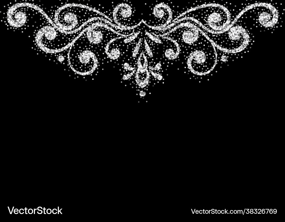 Retro shiny border silver dust texture vector image