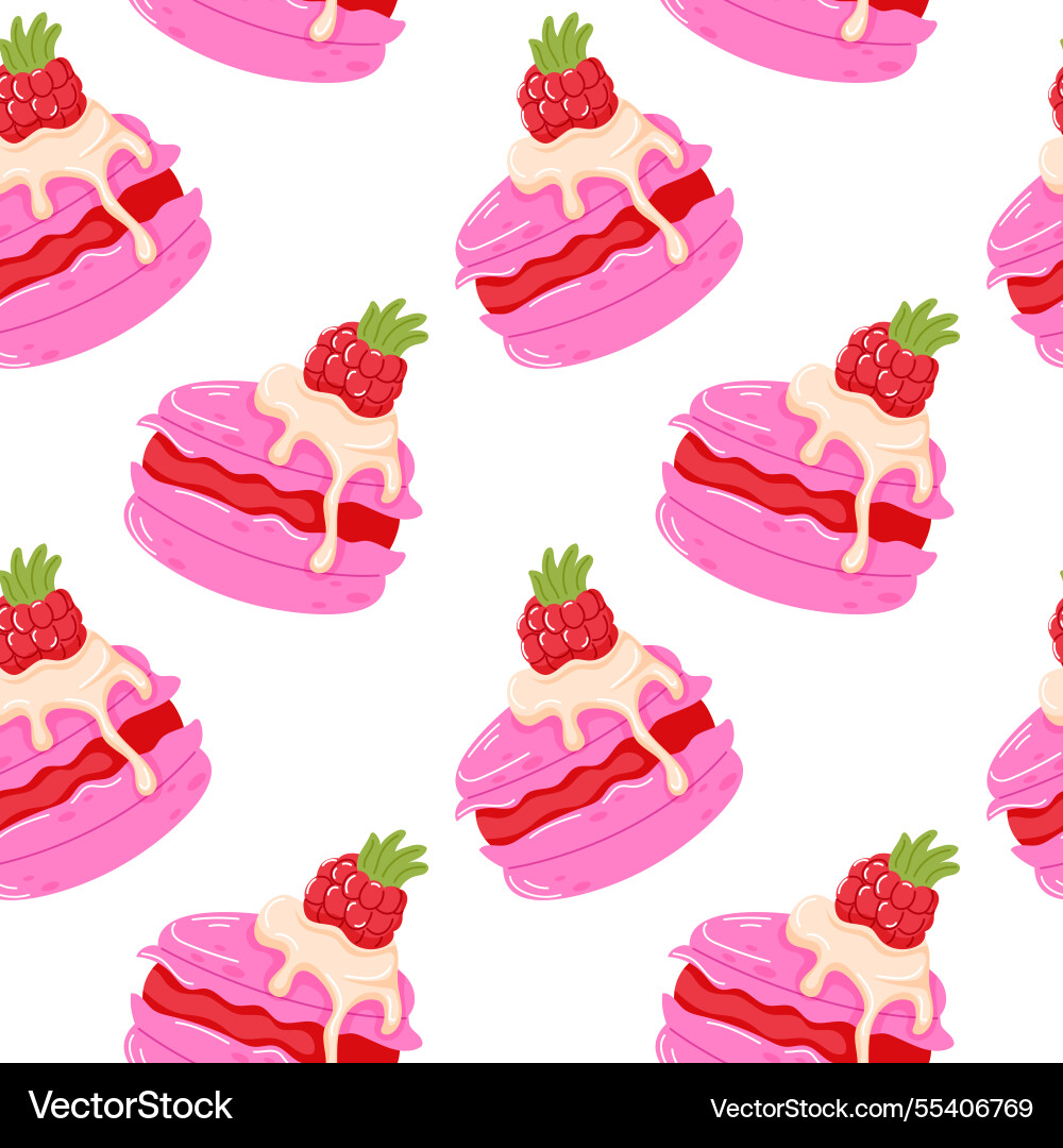 Seamless pattern of pink raspberry macaron Seamless pattern of pink raspberry macaron vector image