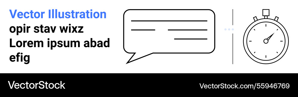 Speech bubble with text and stopwatch representing Vector Image