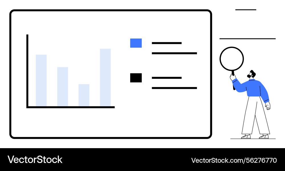 Analyzing business data with chart and magnifying Analyzing business data with chart and magnifying vector image