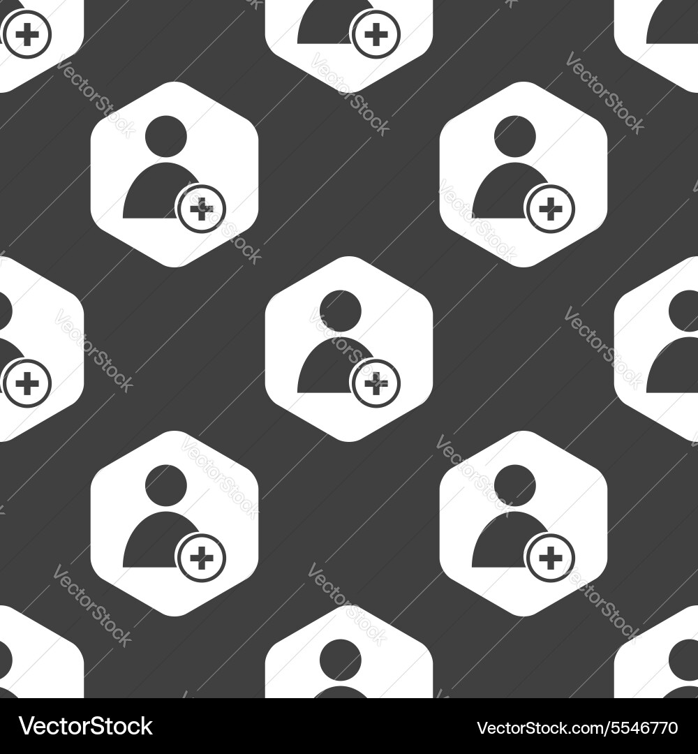 Black hexagon add user pattern vector image