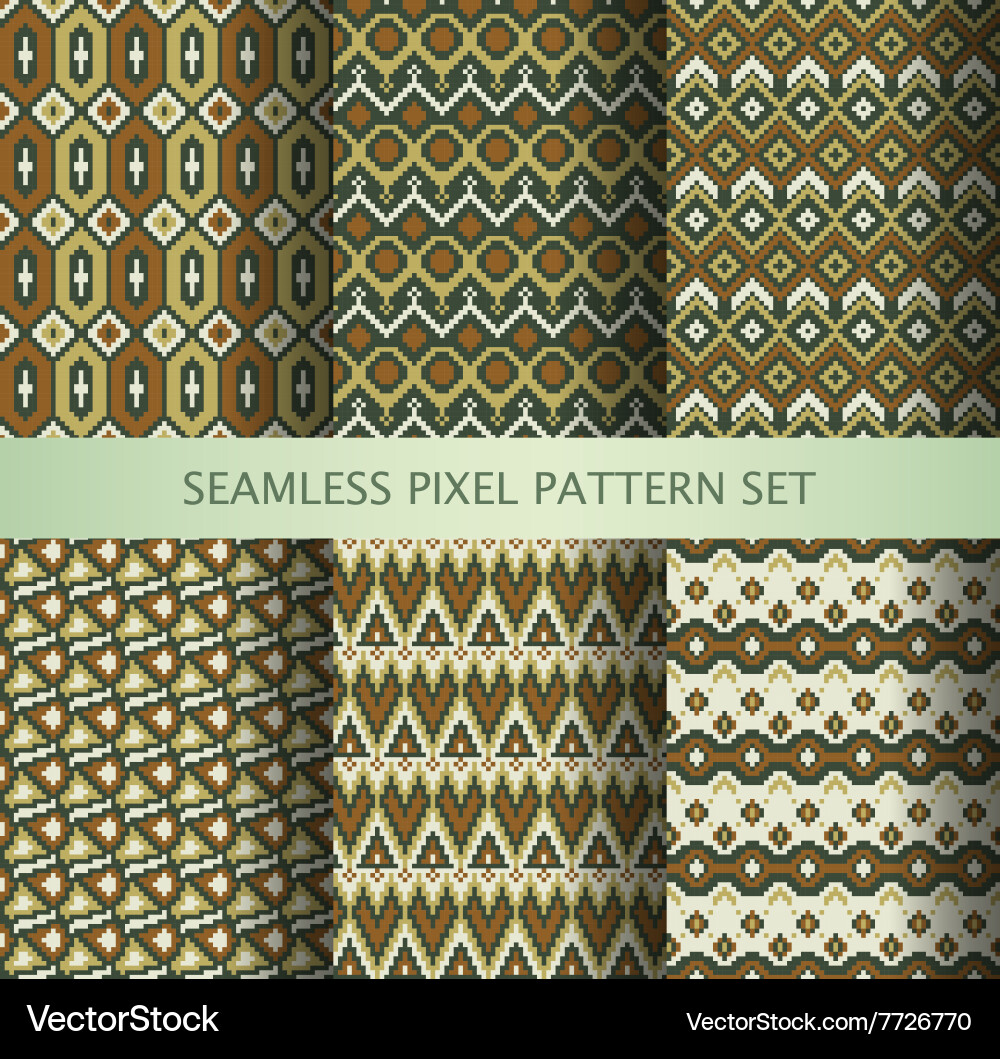 Collection of pixel colorful seamless patterns Vector Image