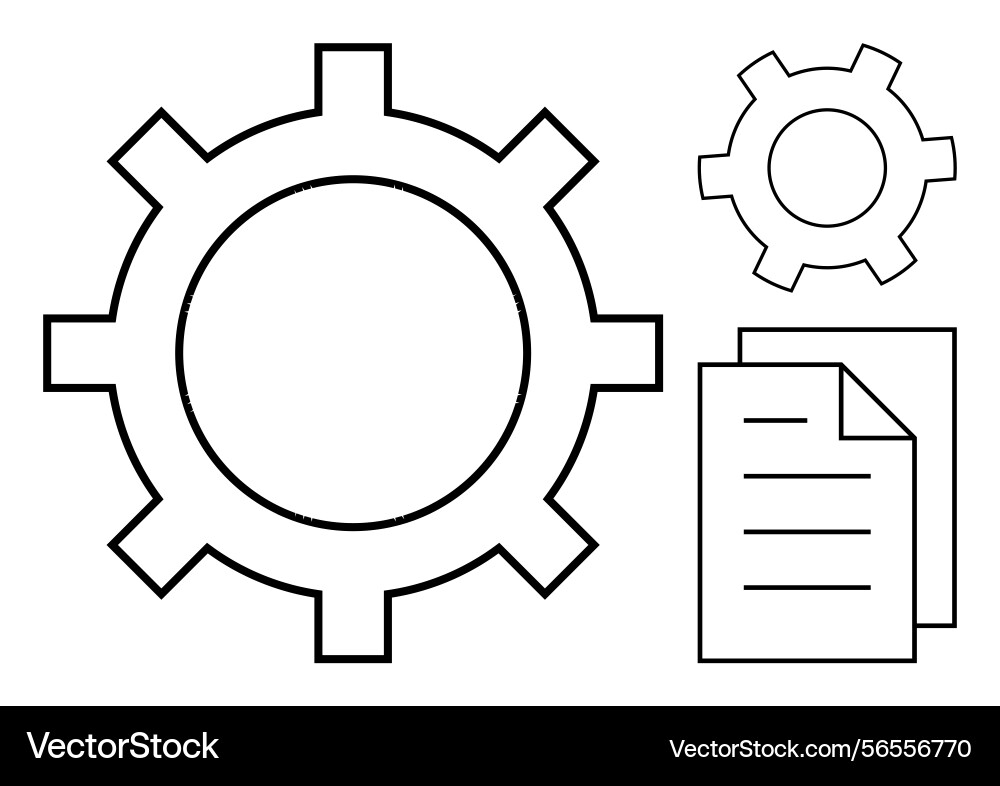 Gear and document elements representing workflow Gear and document elements representing workflow vector image