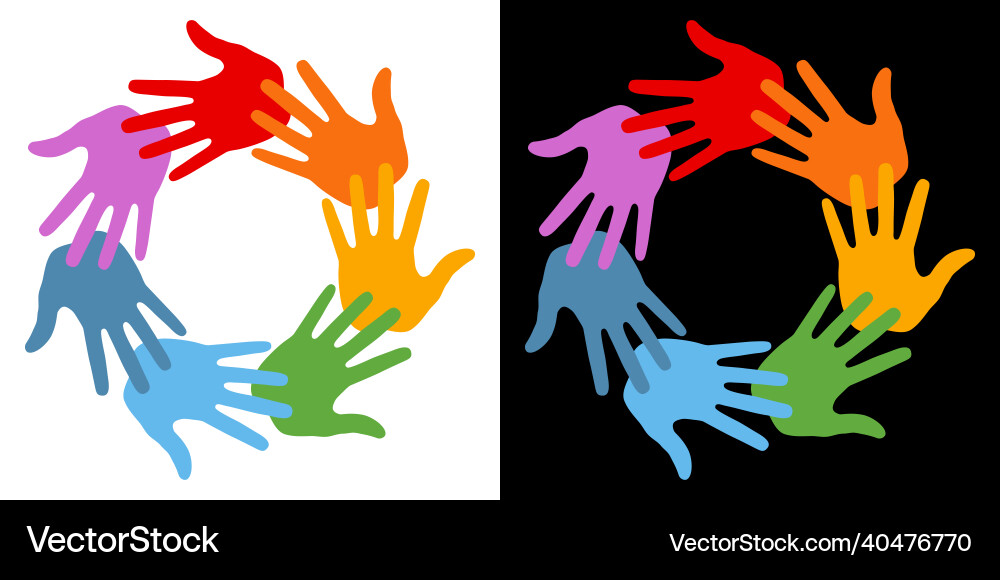 Hand print circle icon set handprint emblems Hand print circle icon set handprint emblems vector image