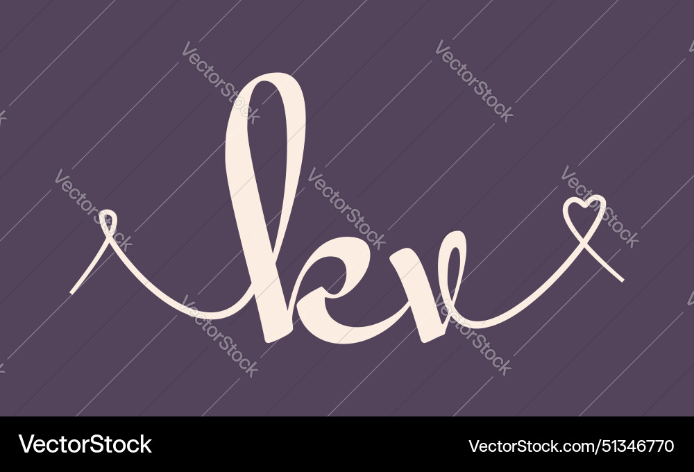 Kv initial wedding monogram calligraphy hand Vector Image