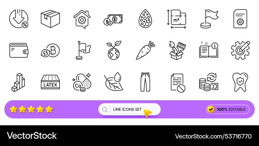 Manual pants and save planet line icons for web Manual pants and save planet line icons for web vector image