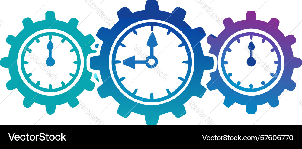 Networked clocks gears for workflow design vector image
