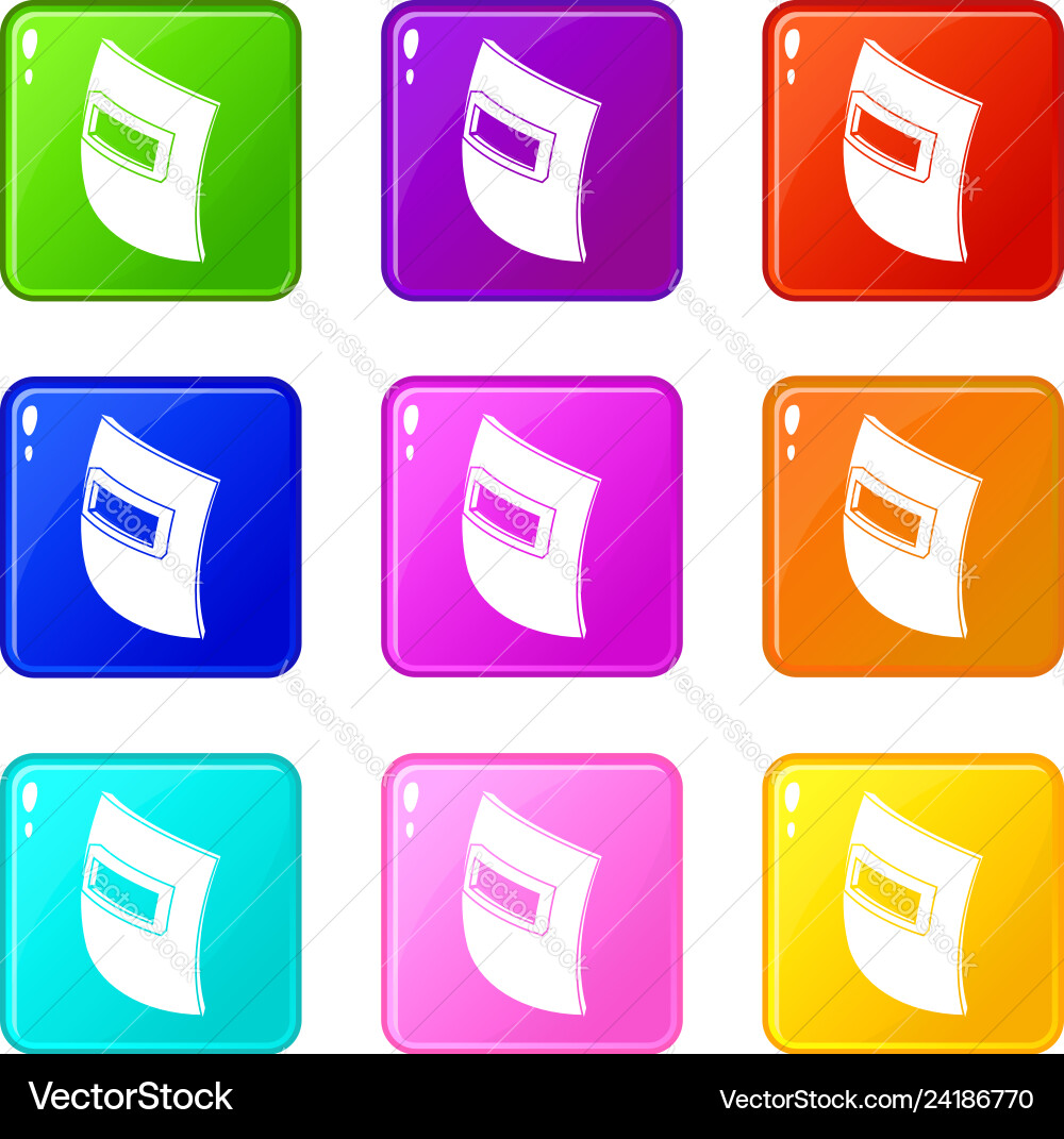Quadratische Schweißmaske Icons Set 9 Farbe Sammlung Quadratische Schweißmaske Icons Set 9 Farbe Sammlung vektorbild