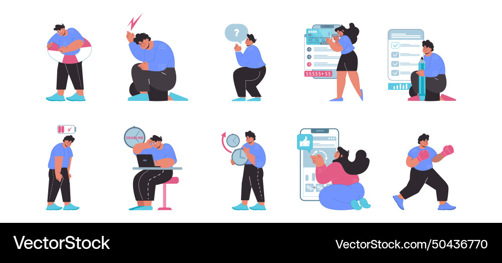 Workflow set challenges and achievements Workflow set challenges and achievements vector image