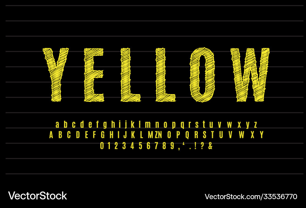 Yellow sketch text effect or font style Yellow sketch text effect or font style vector image