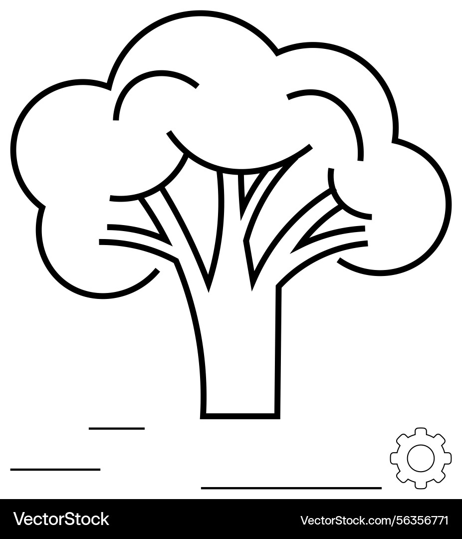 Abstract tree outline with minimal gear element Abstract tree outline with minimal gear element Vector Image