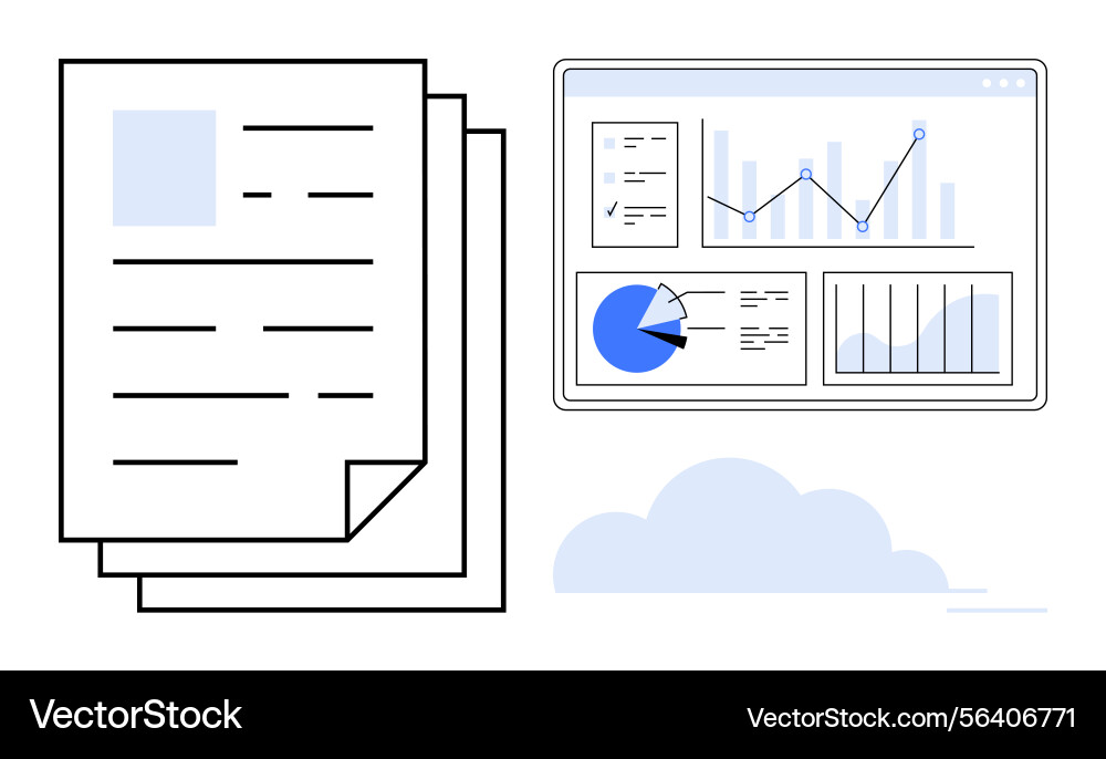 Digital data analysis with graphs and documents Digital data analysis with graphs and documents vector image
