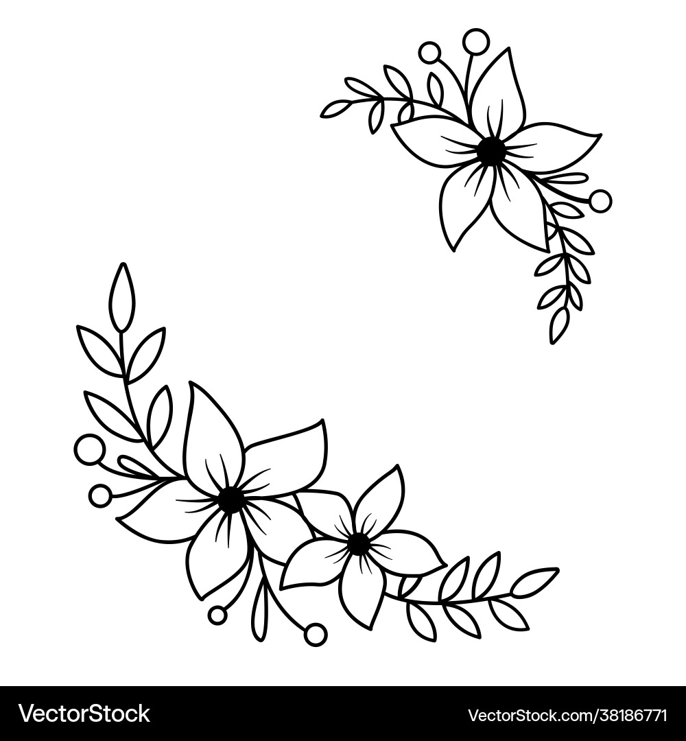 Floral corner in isolated on white Royalty Free Vector Image