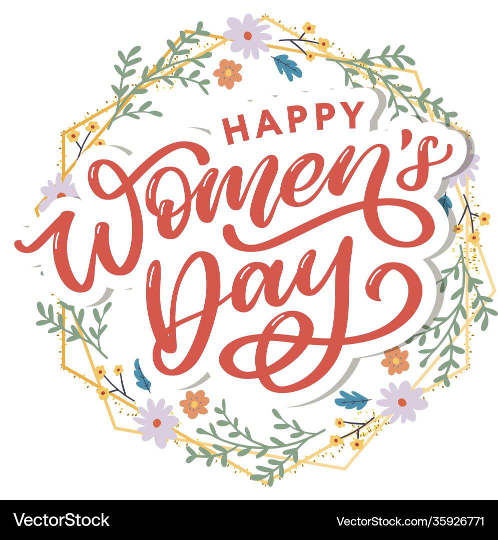 Happy womens day handwritten lettering modern Happy womens day handwritten lettering modern vector image