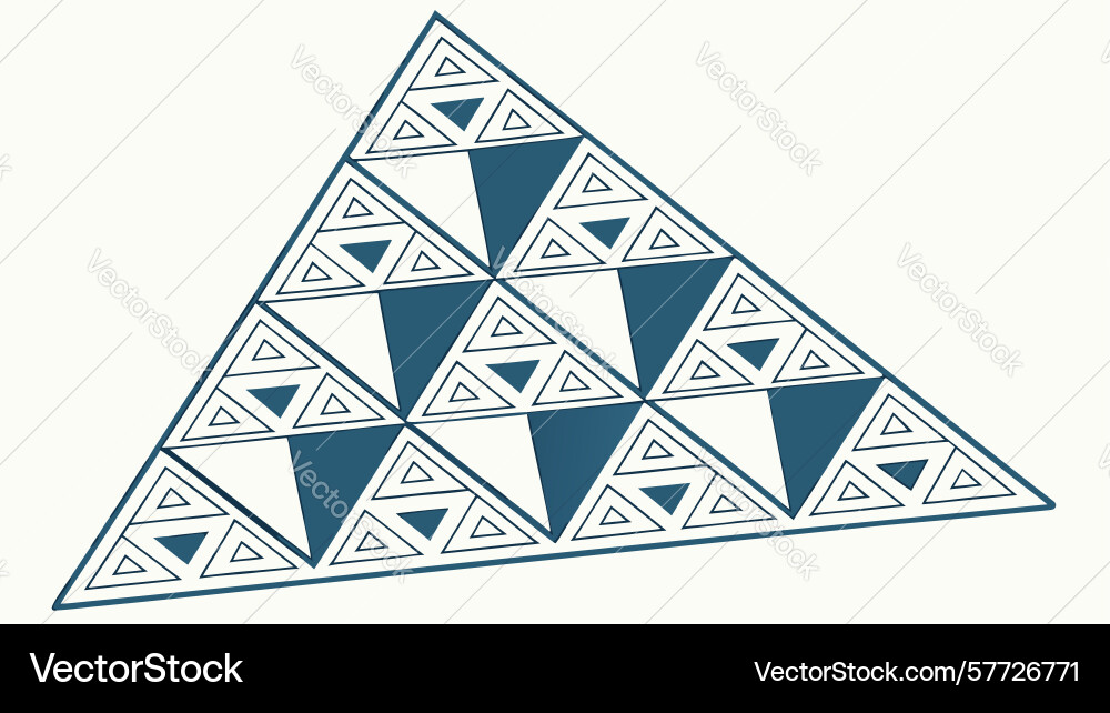 Intricate triangular fractal pattern mathematical vector image
