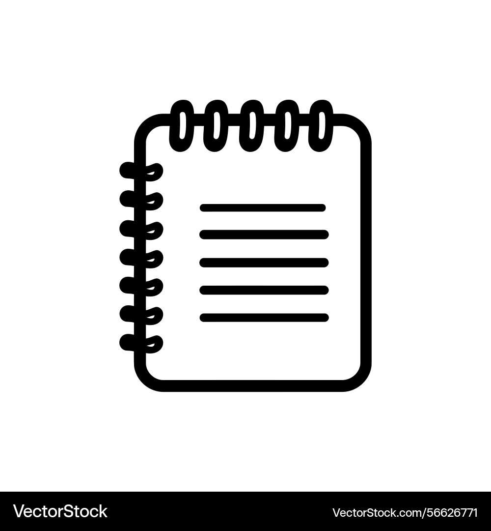 Notepad sketch icon with spiral binding and lined vector image