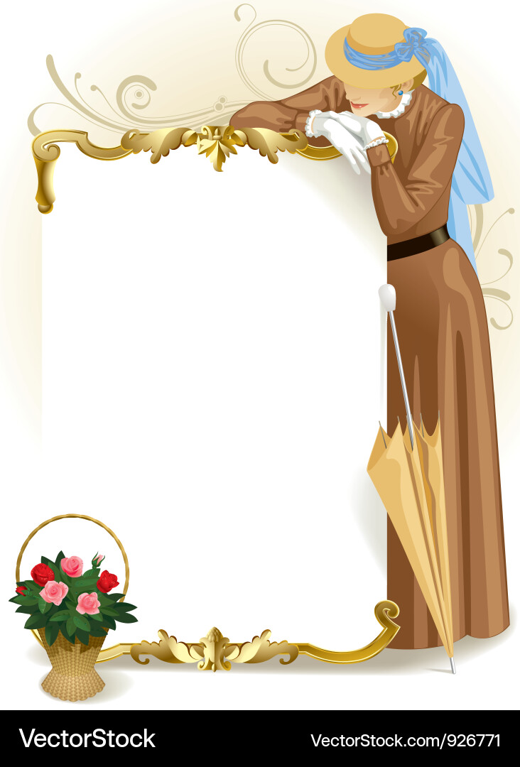 Retro Woman with Parasol Vector Image