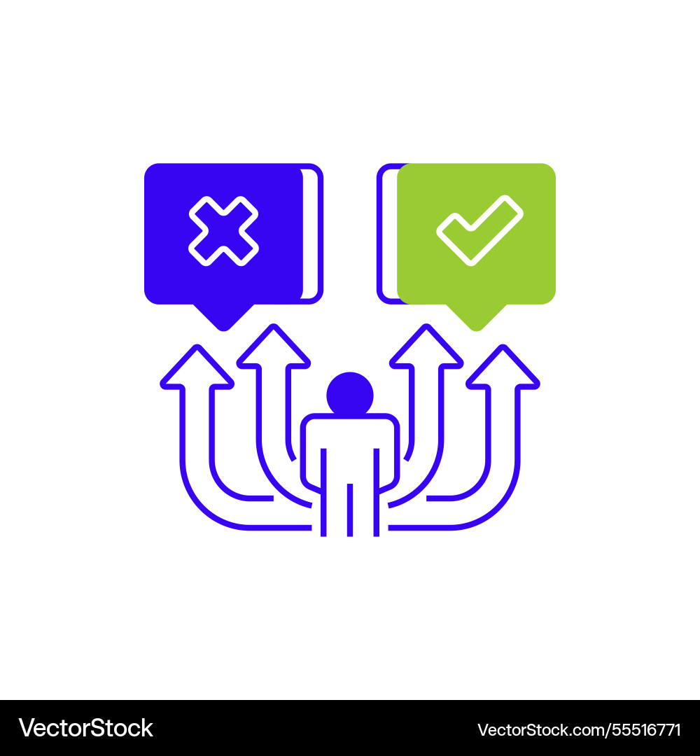 Yes or no option two tone color icon linear style Yes or no option two tone color icon linear style vector image