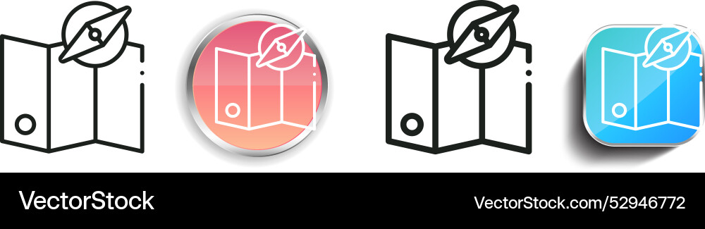 Compass icon thin linear regular and button style Vector Image