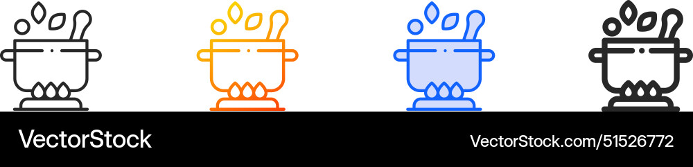Cooking pots iconthin linear gradient blue stroke Vector Image