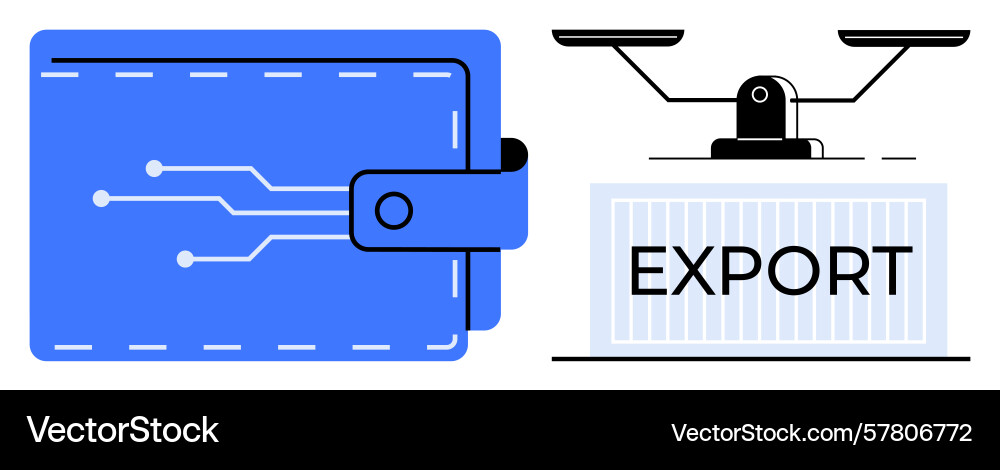 Digital wallet and export concept linked Digital wallet and export concept linked vector image