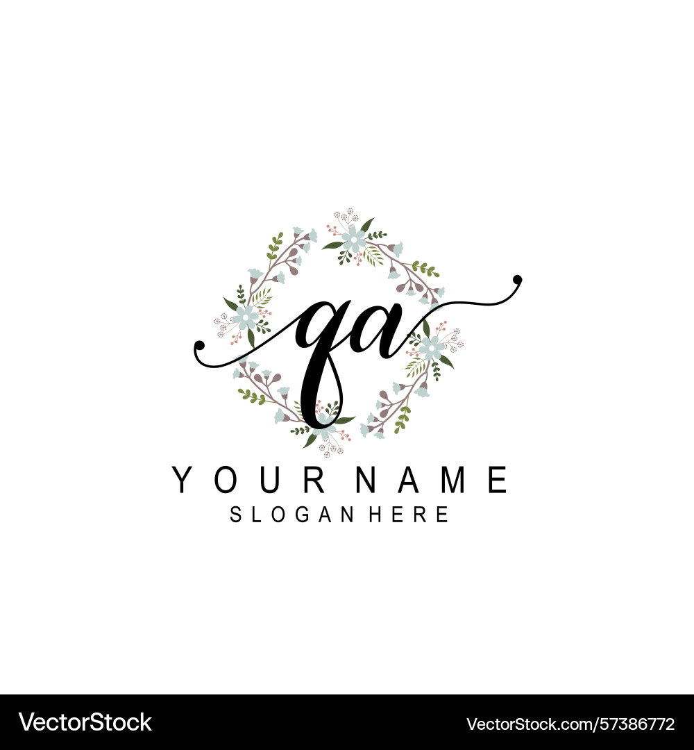 Elegant floral initial logo designs with qa Elegant floral initial logo designs with qa Vector Image