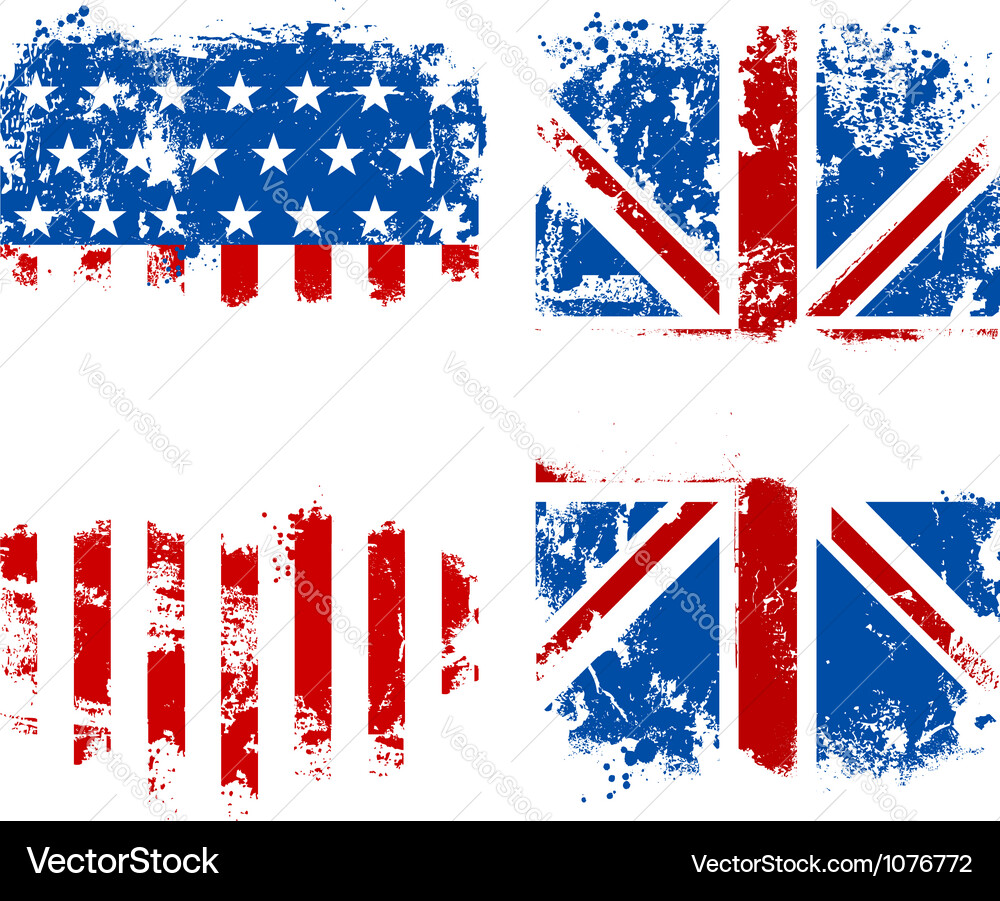 Grunge US & UK Flag Banners vector image