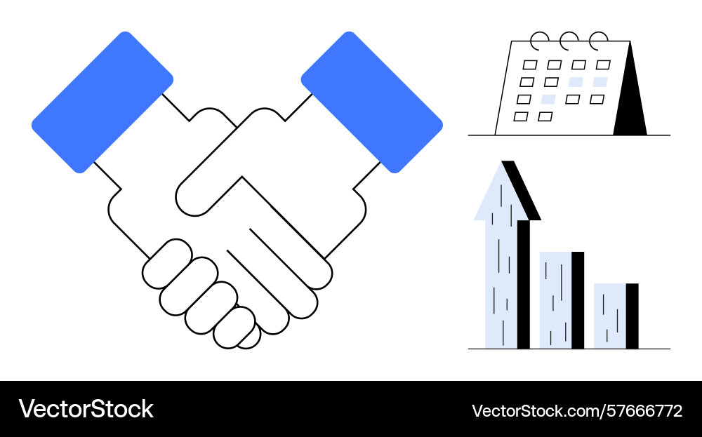 Handshake calendar and upward graph representing Handshake calendar and upward graph representing vector image