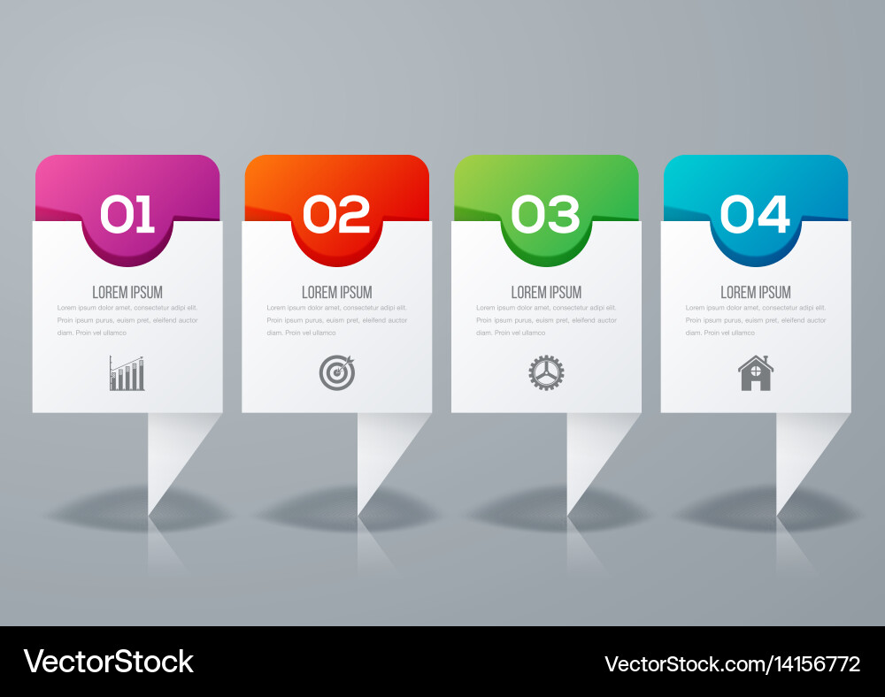 Infographics template four options with square Vector Image