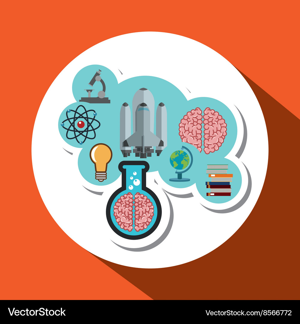 Laboratory flask over white background Vector Image