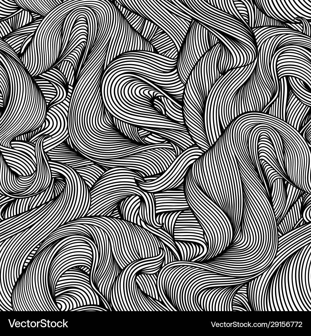 Monochrome Wave Curl Pattern vector image