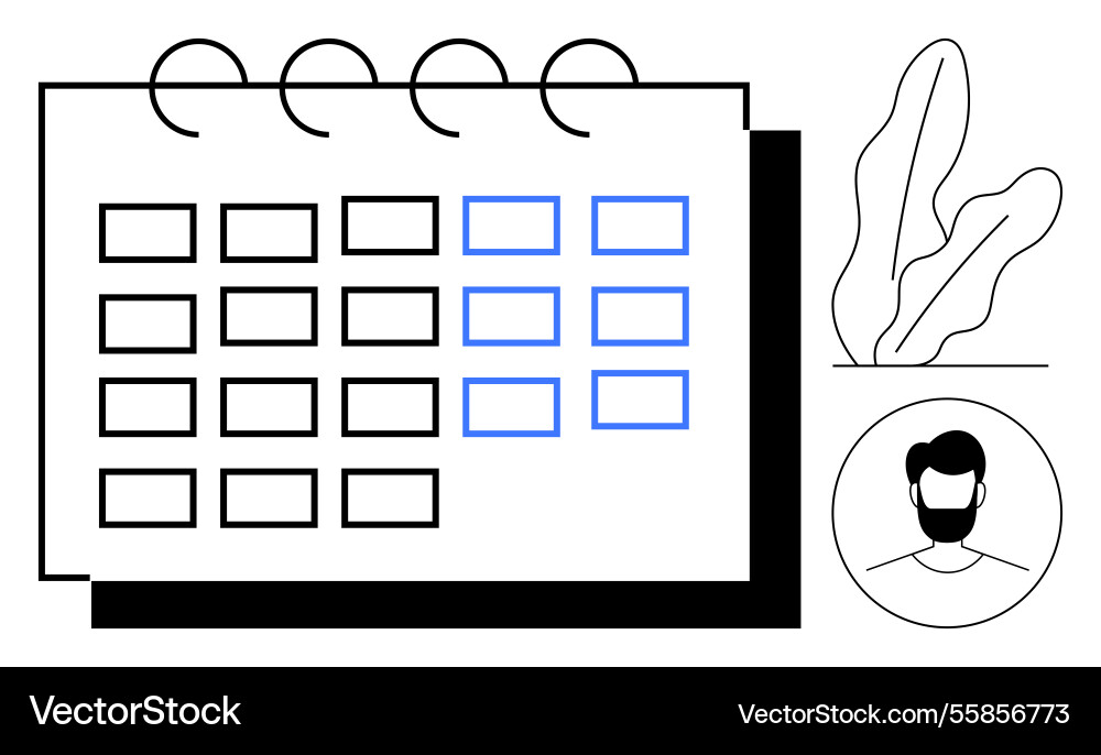 Calendar with highlighted dates and user profile Calendar with highlighted dates and user profile vector image