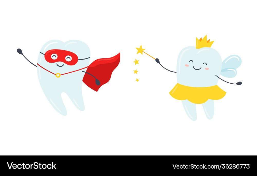 Children tooth fairy and superhero cute Children tooth fairy and superhero cute vector image