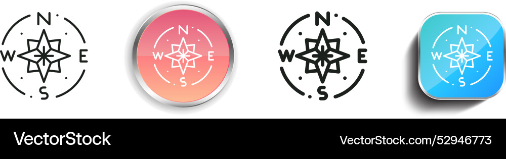 Compass icon thin linear regular and button style Vector Image