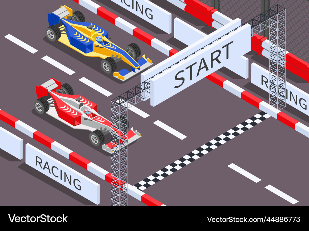 Formula racing isometric composition Formula racing isometric composition vector image