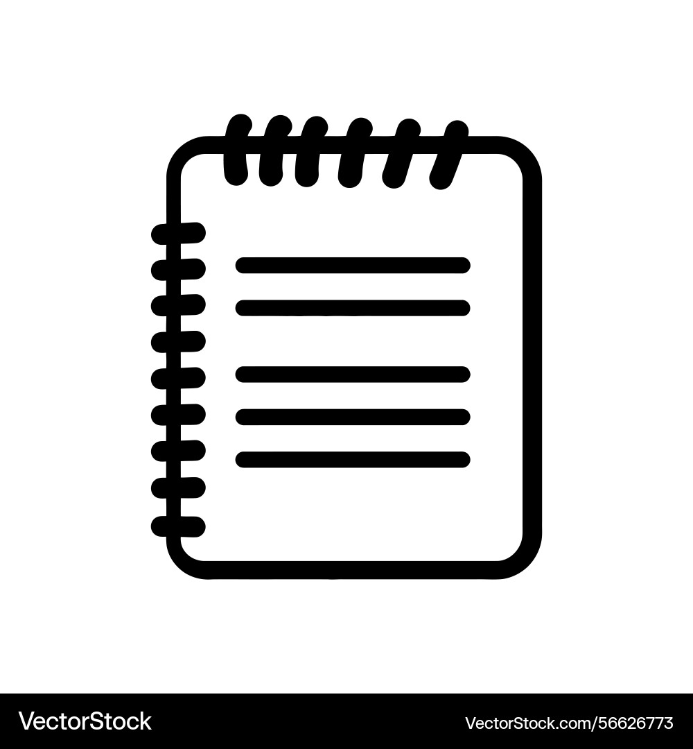 Notepad with horizontal lines and spiral binding vector image