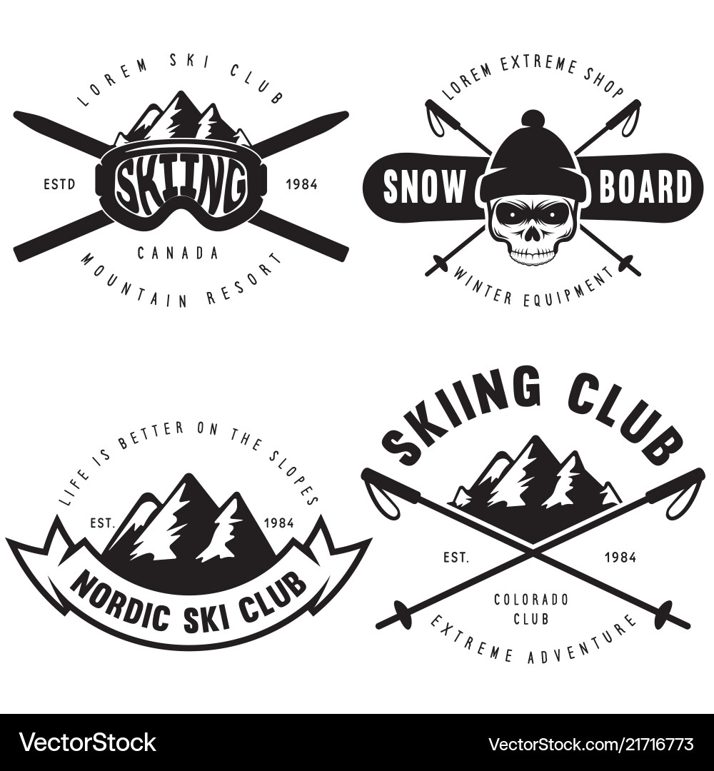Set Vintage Snowboard Ski oder Wintersport Set Vintage Snowboard Ski oder Wintersport vektorbild