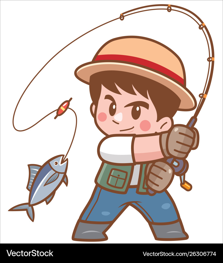 Cartoon Boy Fishing Vector Image