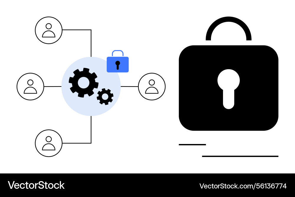 Collaborative network secured with encryption Collaborative network secured with encryption vector image