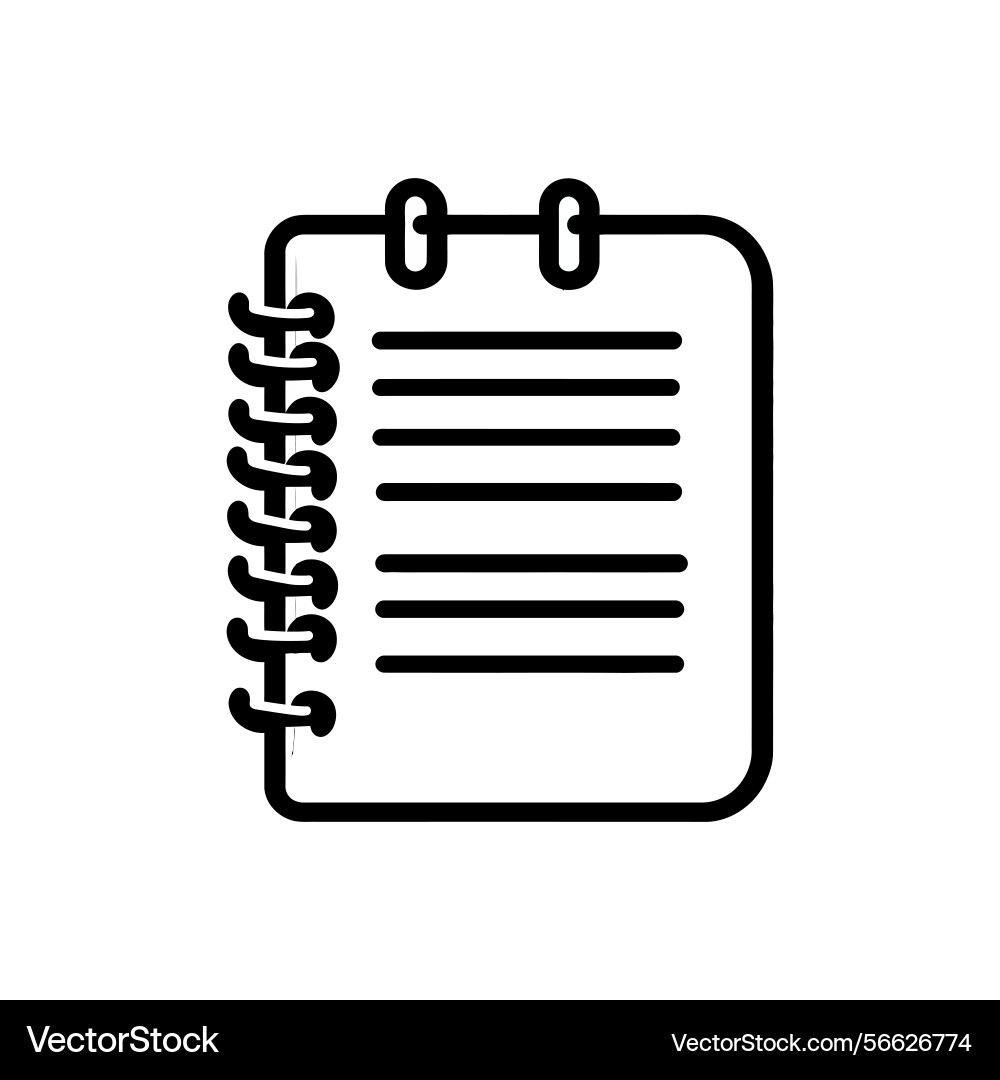 Notepad with lines outline note taking tool vector image