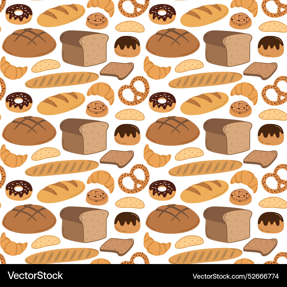 Pattern with different bread types Vector Image