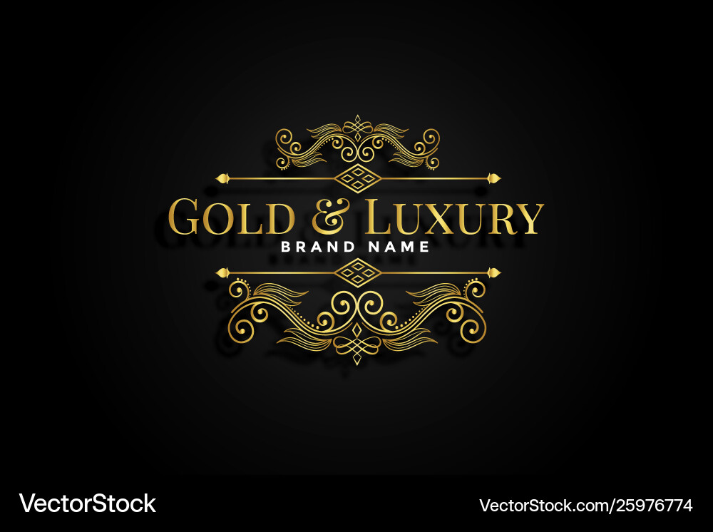 Premium golden ornamental floral label design vector image