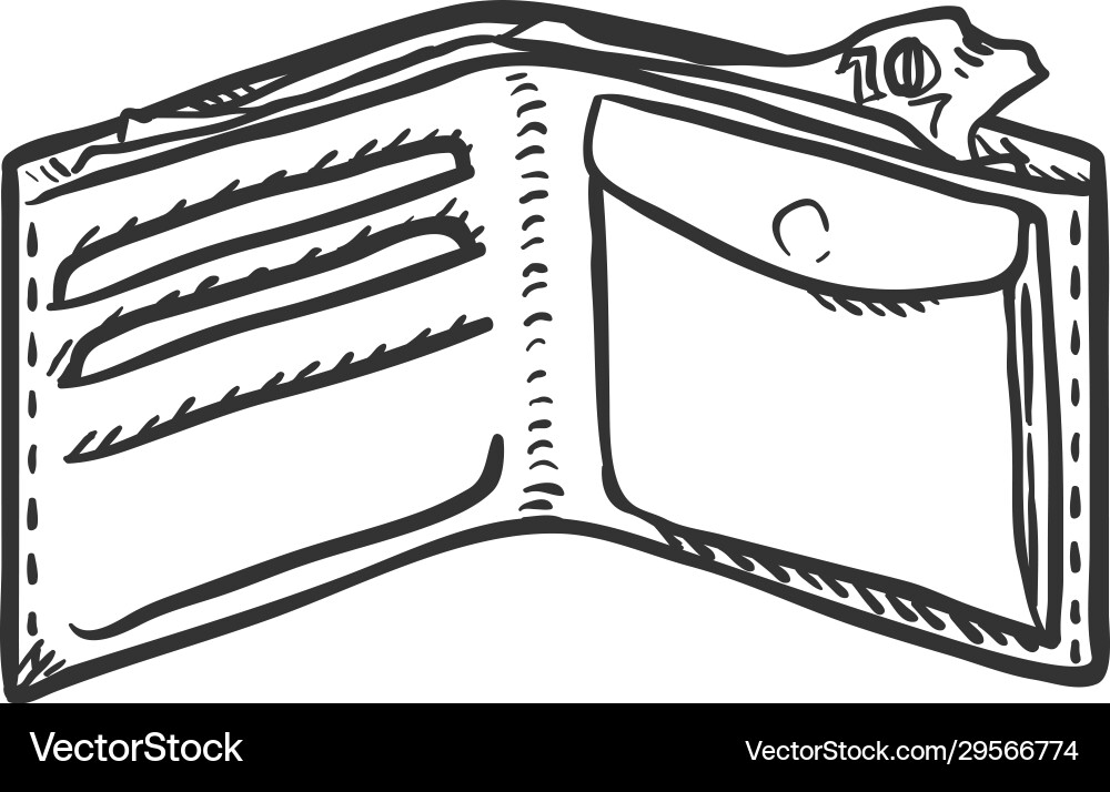 Single sketch open wallet Single sketch open wallet vector image
