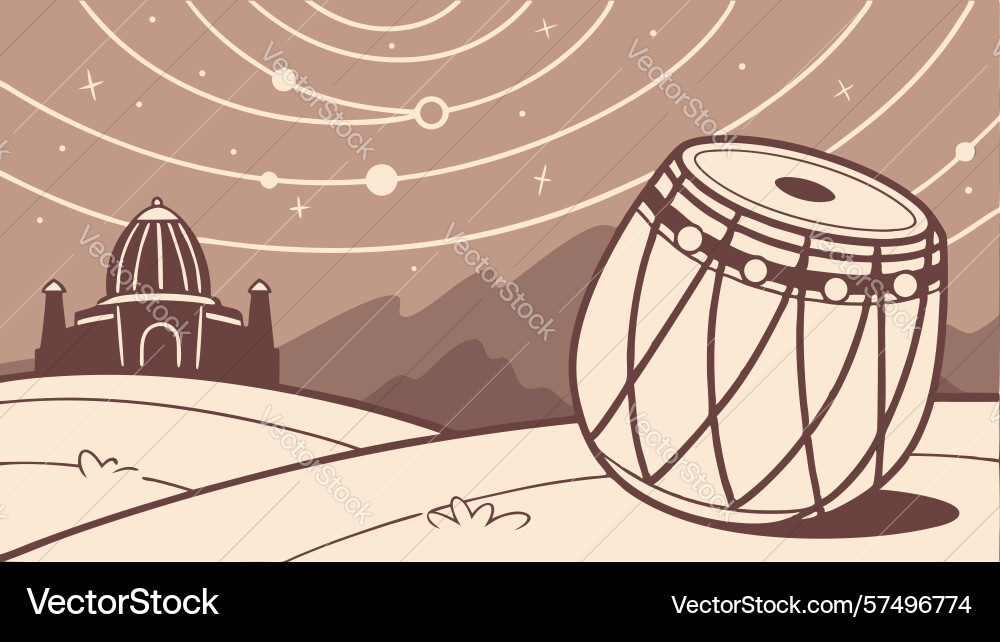 Tabla drum on distant winding path design Vector Image